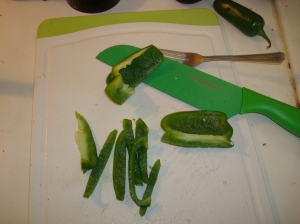 Green Pepper getting diced