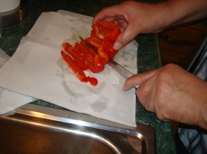 Dad chopping peppers