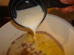 Milk in the bowl